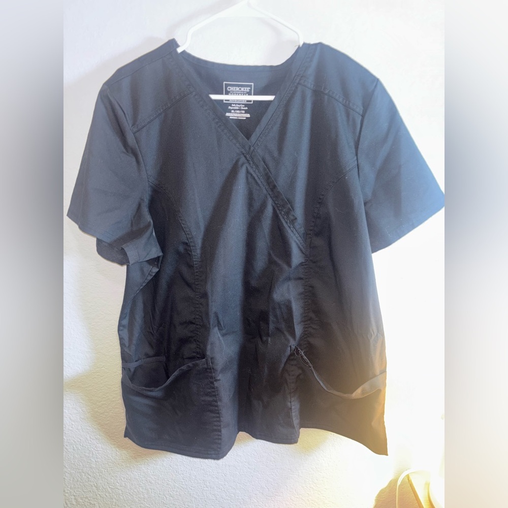 Cherokee Authentic Workwear Black scrub top + flare scrub pants (set)